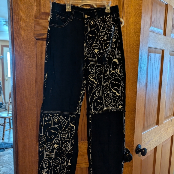 Unique Graphic Black and White Pants - Picture 1 of 13